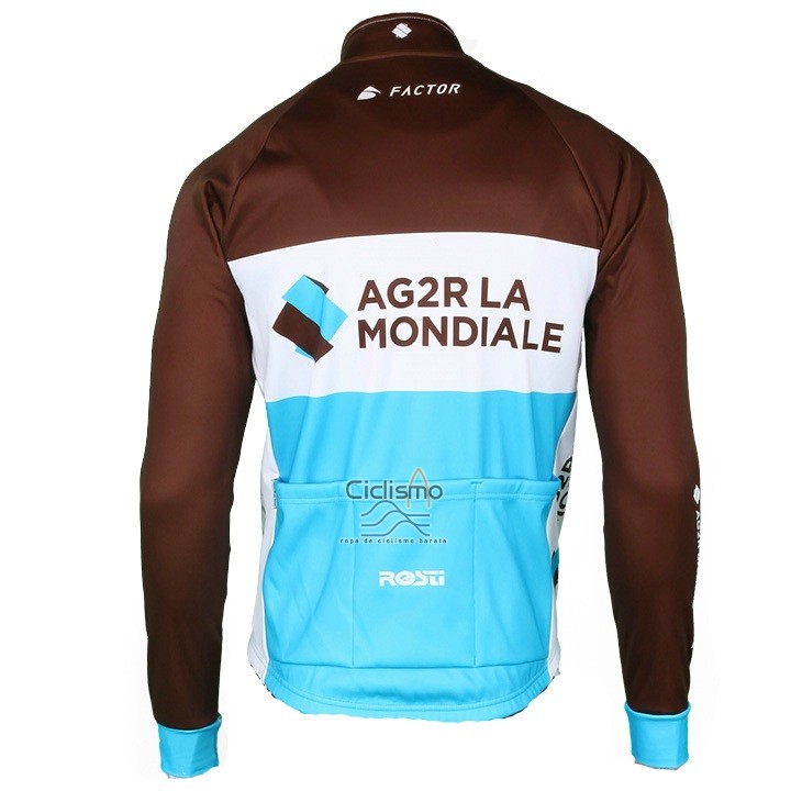 Ag2r La Mondiale Ropa Ciclismo Culotte Largo 2018 Mangas Largas Brown